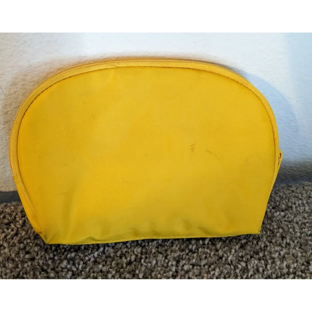 Mickey Mouse Cosmetic Bag‎ Yellow Striped Travel Makeup Pouch Small Vintage
